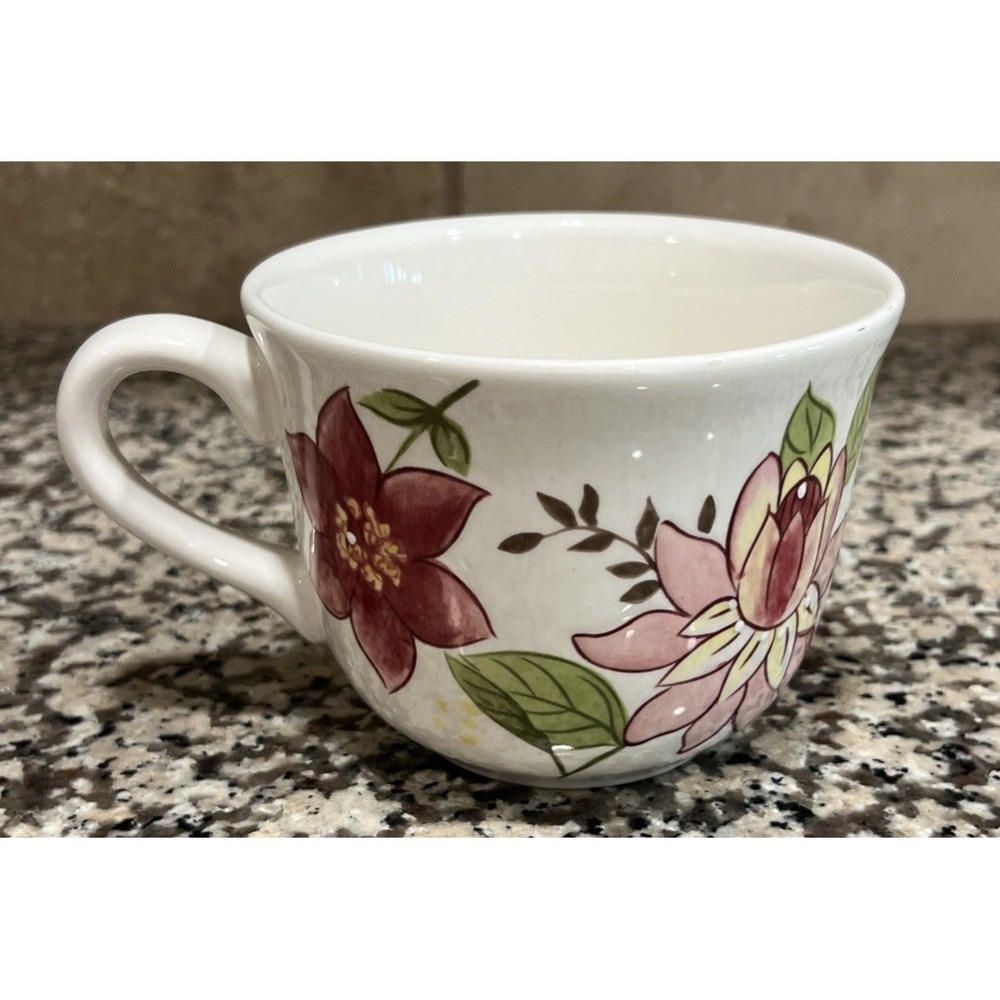 DASH OF THAT Zinnia Jumbo 24 Oz. Coffee Tea‎ Soup Mug Floral Earthenware 5"